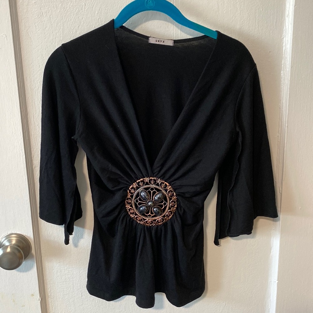 Black, V-neck